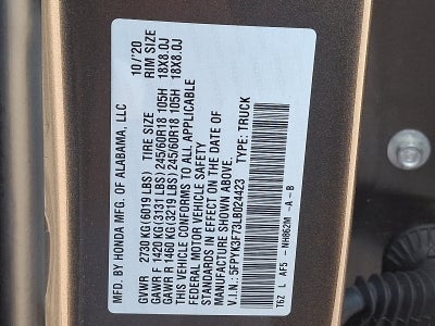 2020 Honda Ridgeline RTL-E